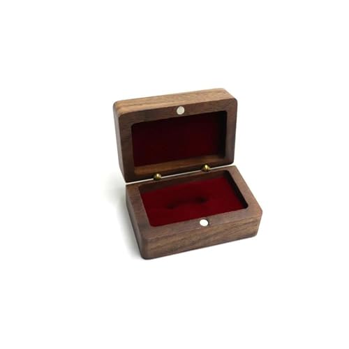 FHRKA Necklace Organiser Black Walnut Ring Packaging Wooden Box Portable Earring Storage Box Proposal Rings Box Earring (Wine Red)