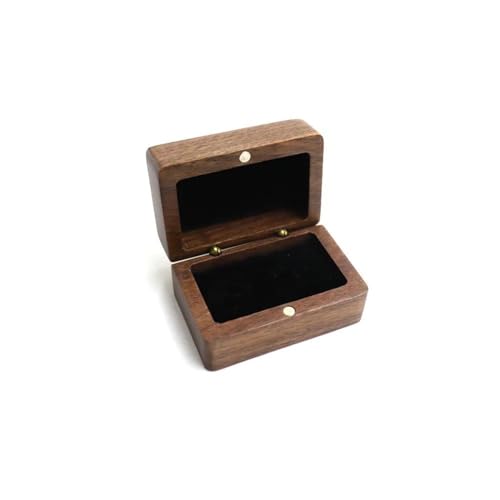 FHRKA Necklace Organiser Black Walnut Ring Packaging Wooden Box Portable Earring Storage Box Proposal Rings Box Earring (Black)