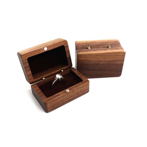 FHRKA Necklace Organiser Black Walnut Ring Packaging Wooden Box Portable Earring Storage Box Proposal Rings Box Earring (Grey)