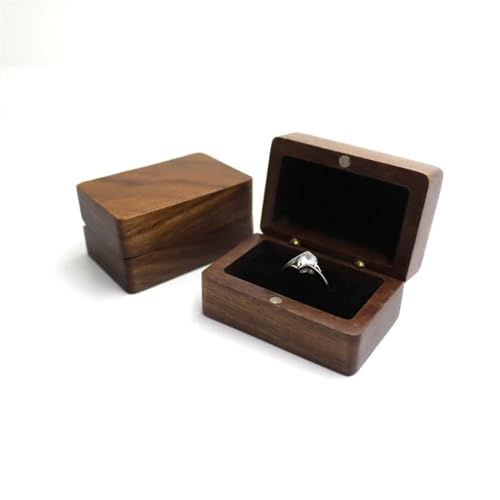 FHRKA Necklace Organiser Black Walnut Ring Packaging Wooden Box Portable Earring Storage Box Proposal Rings Box Earring (Wine Red)